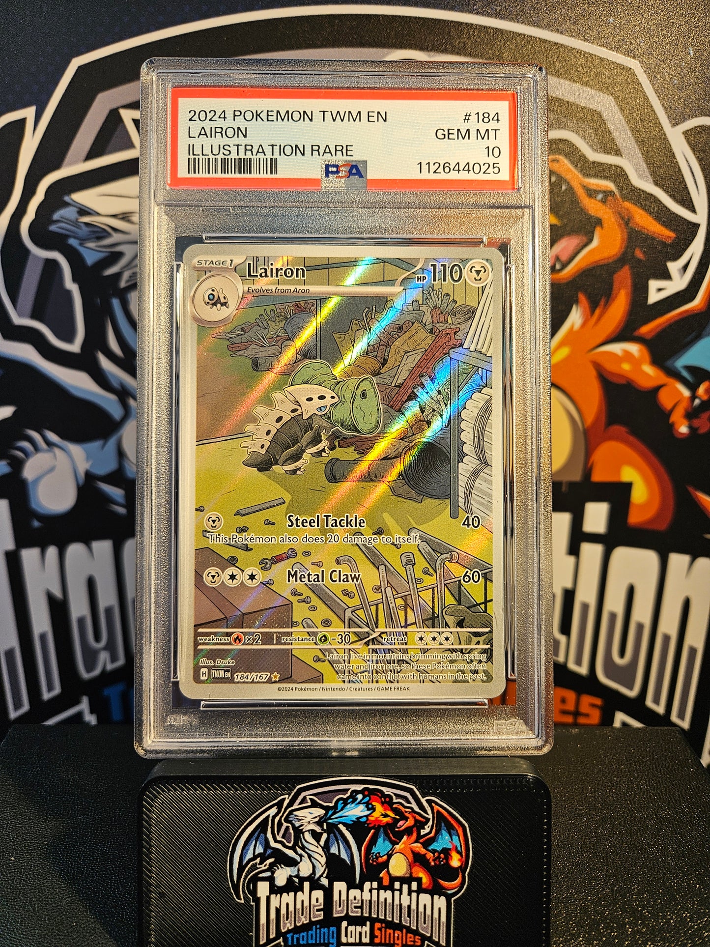 Pokémon TCG Lairon 184/167 PSA 10 Twilight Masquerade (Scarlet & Violet)